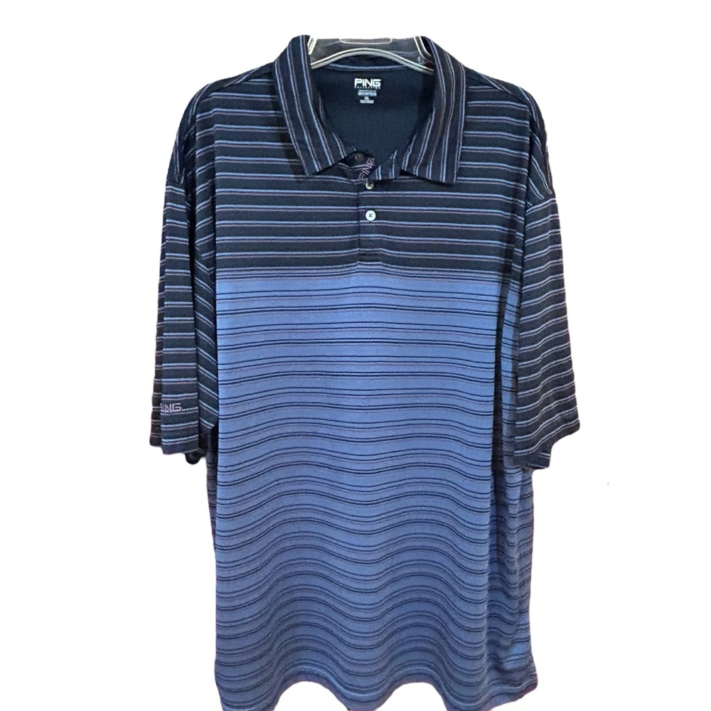 Ping Golf Performance Dynamics Blue Striped Polo … - image 1